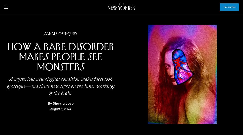 Screenshot of newyorker.com: A rare disorder makes people see monsters