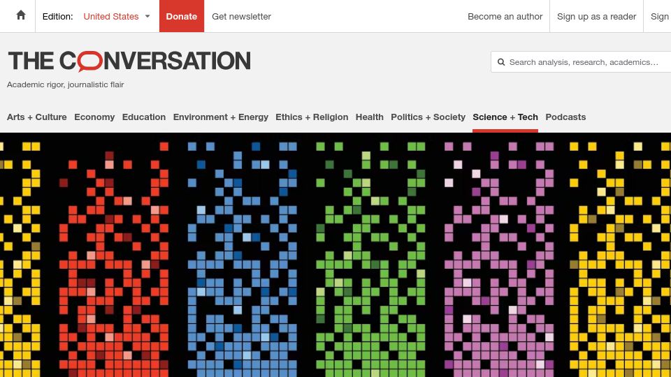 Screenshot of theconversation.com: 'Model collapse'? An expert explains the rumours about an impending AI doom