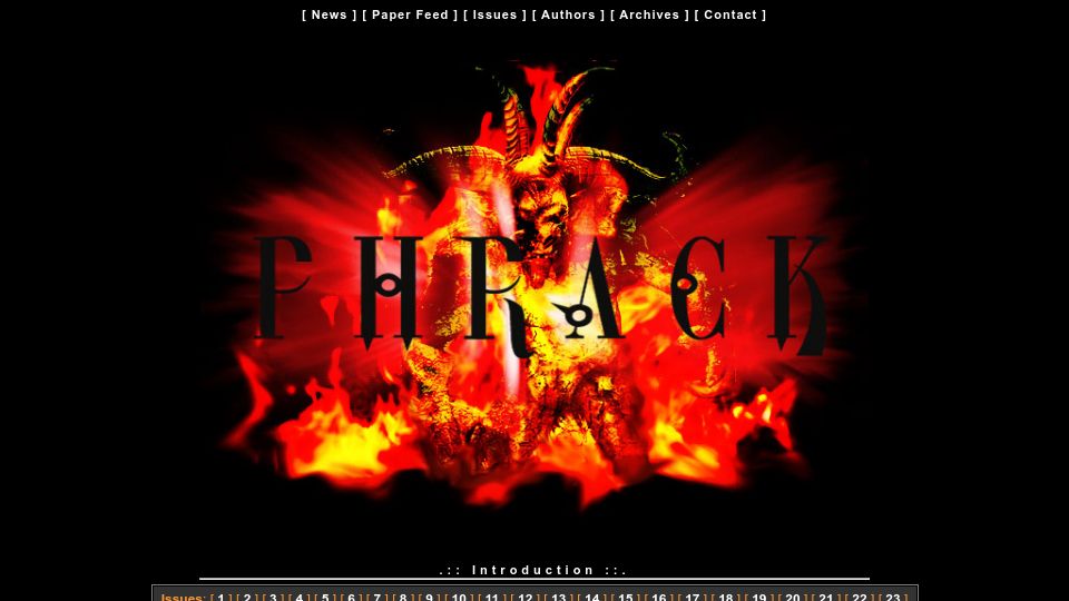 Screenshot of phrack.org: Phrack 71