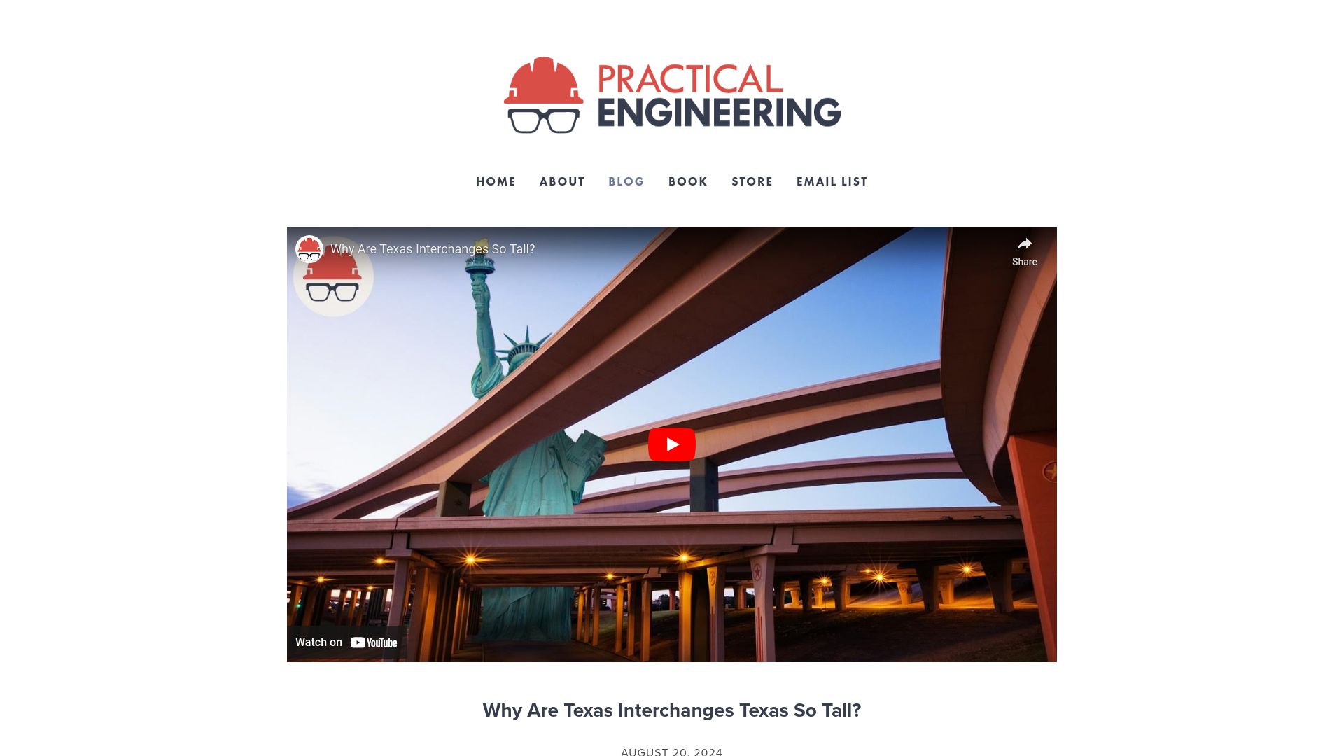 Screenshot of practical.engineering: Why are Texas interchanges so tall?