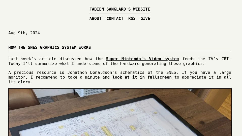 Screenshot of fabiensanglard.net: How the SNES Graphics System Works