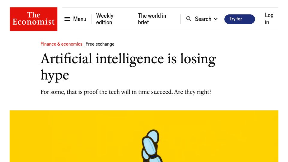 Screenshot of economist.com: Artificial intelligence is losing hype
