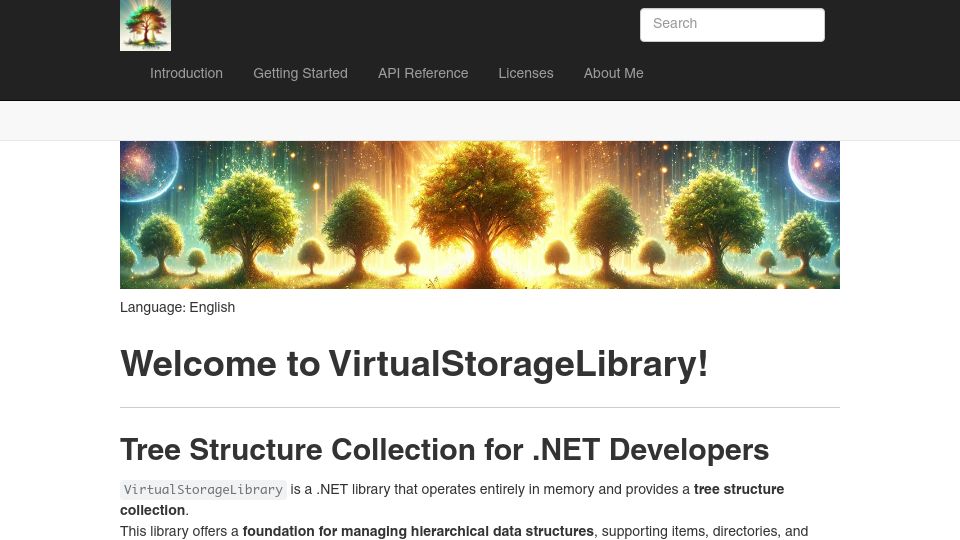 Screenshot of shimodateakira.github.io: Show HN: VirtualStorageLibrary – .NET Tree solutions for items, dirs, symlinks
