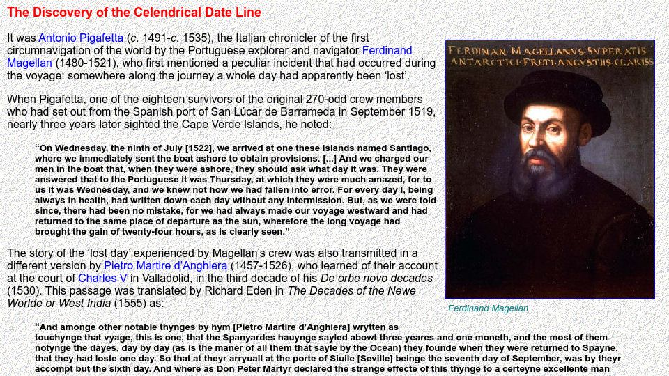 Screenshot of webspace.science.uu.nl: The Discovery of the Celendrical Date Line