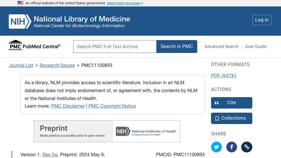 Screenshot of ncbi.nlm.nih.gov: Bioaccumulation of Microplastics in Decedent Human Brains