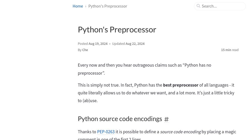 Screenshot of pydong.org: Python’s Preprocessor