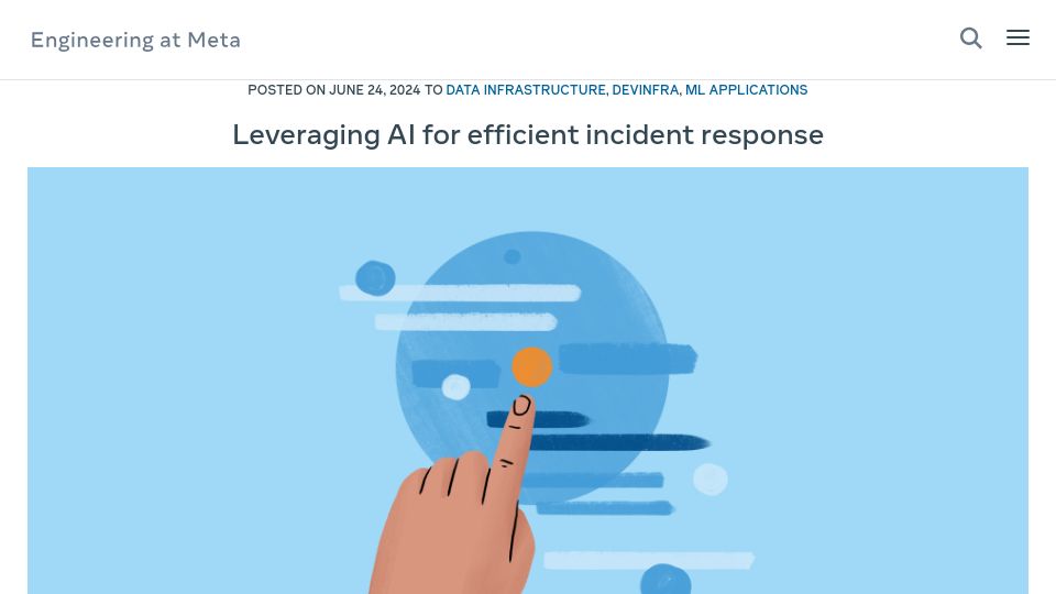 Screenshot of engineering.fb.com: Leveraging AI for efficient incident response