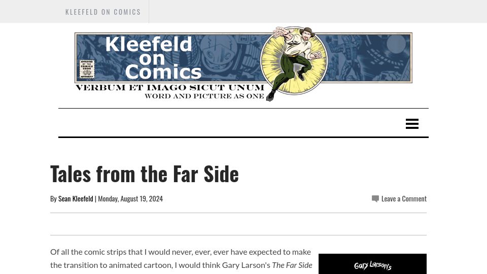 Screenshot of kleefeldoncomics.com: Tales from the Far Side