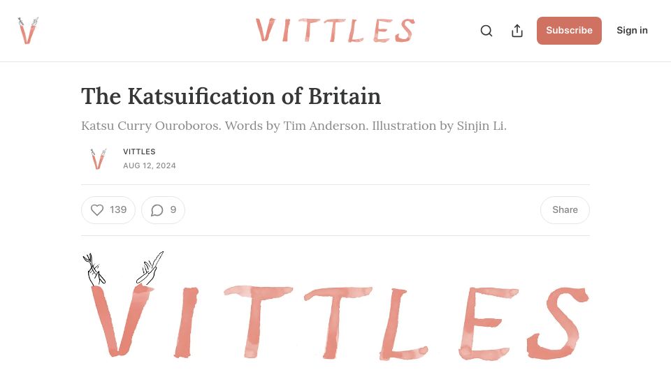 Screenshot of vittlesmagazine.com: The Katsuification of Britain