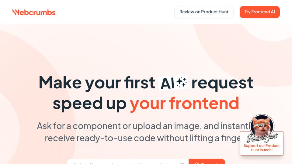 Screenshot of webcrumbs.org: Show HN: AI Tool Is Now Supporting React, Angular, CSS, Svelte, Vue