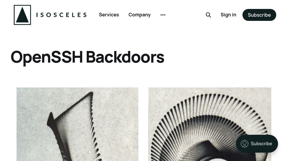 Screenshot of blog.isosceles.com: OpenSSH Backdoors