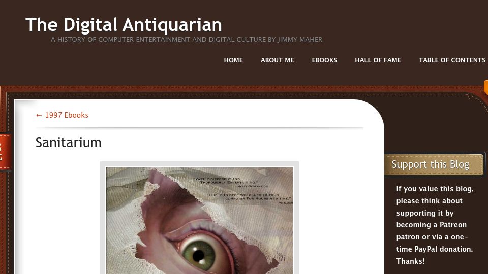 Screenshot of filfre.net: Sanitarium