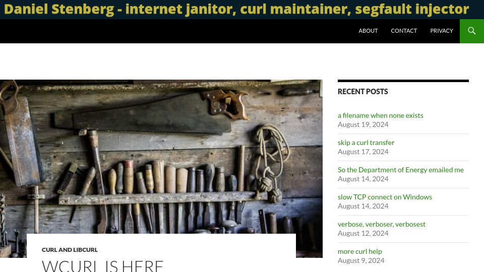 Screenshot of daniel.haxx.se: Wcurl Is Here
