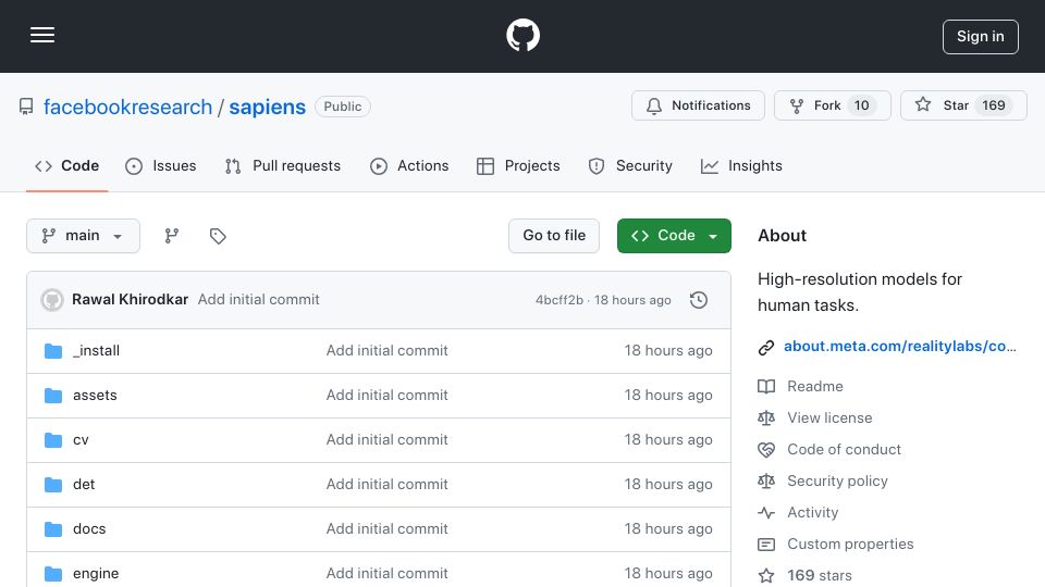 Screenshot of github.com: Foundation for Human Vision Models