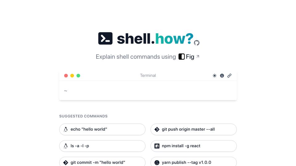 Screenshot of shell.how: Shell.how: Explain Shell Commands