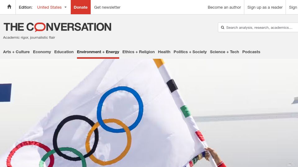 Screenshot of theconversation.com: Los Angeles is in a 4-year sprint to deliver a car-free 2028 Olympics