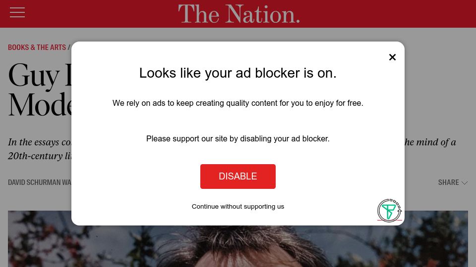 Screenshot of thenation.com: Guy Davenport – The Last High Modernist