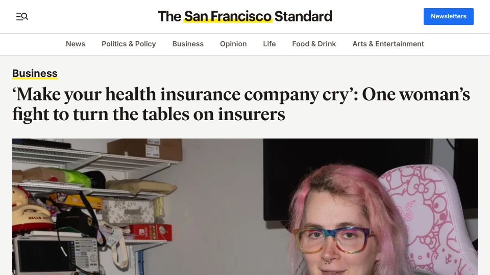 Screenshot of sfstandard.com: Using AI to fight insurance claim denials