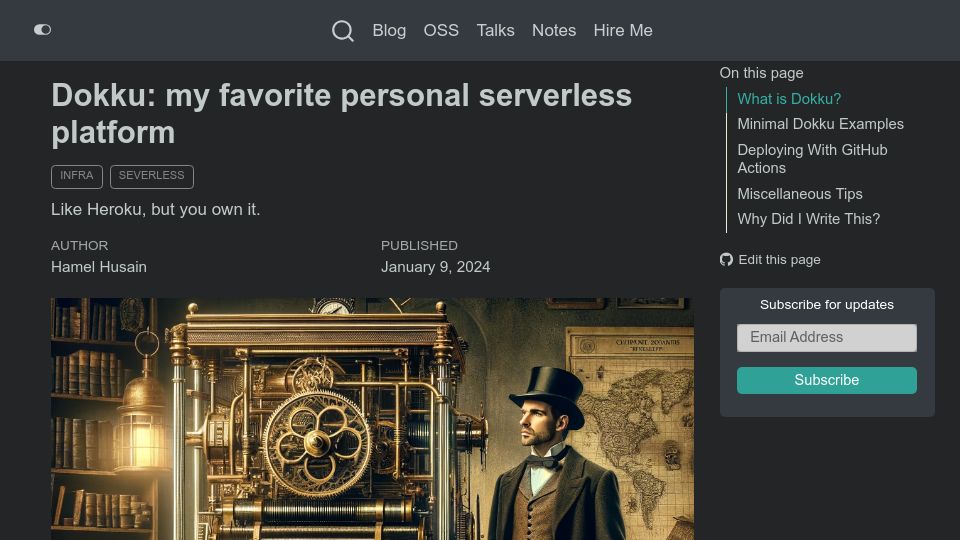 Screenshot of hamel.dev: Dokku: My favorite personal serverless platform
