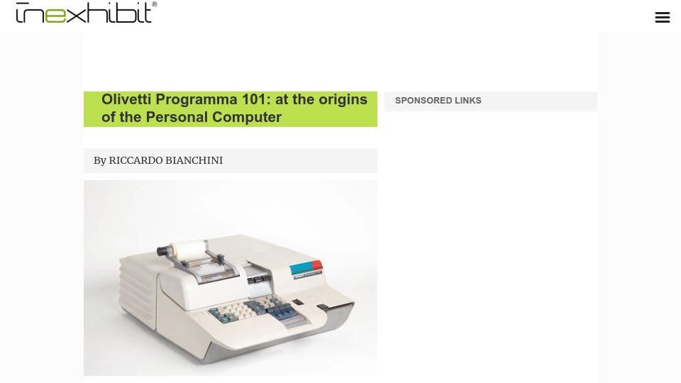 Screenshot of inexhibit.com: Olivetti Programma 101: At the Origins of the Personal Computer