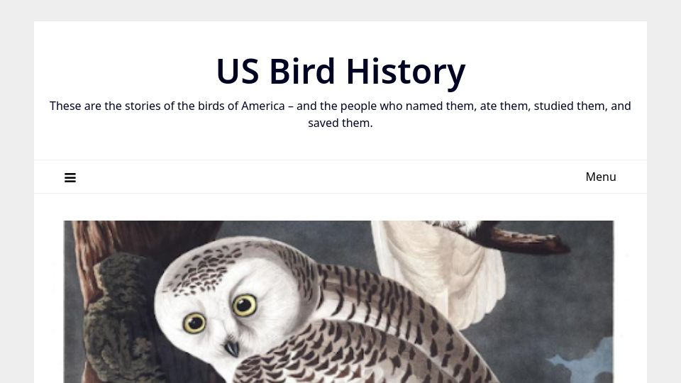 Screenshot of usbirdhistory.com: Eating the Birds of America: Audubon's Culinary Reviews of America's Birds