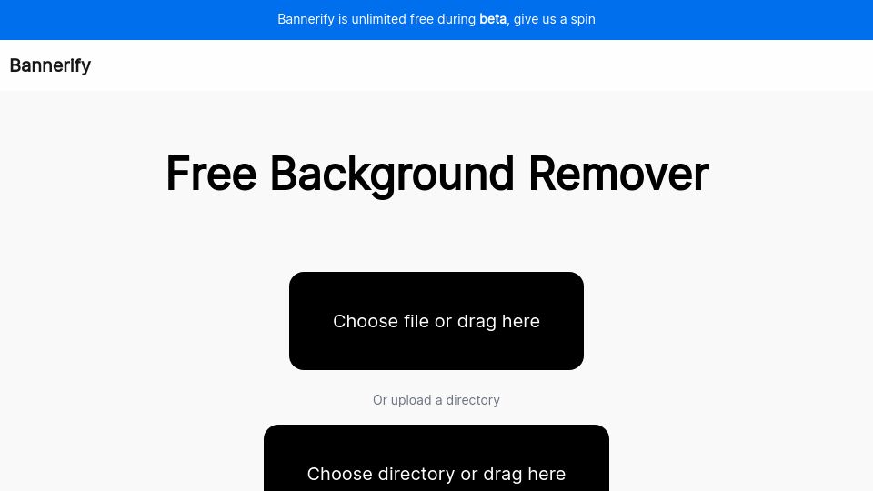 Screenshot of bannerify.co: Show HN: Remove-bg – open-source remove background using WebGPU