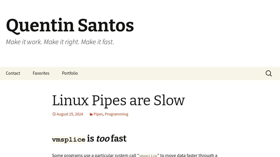 Screenshot of qsantos.fr: Linux Pipes Are Slow