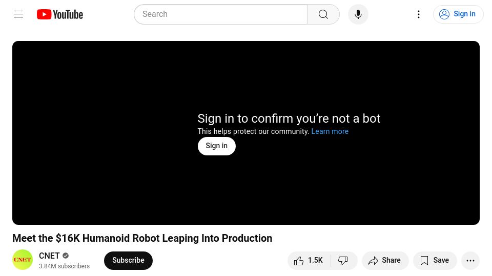 Screenshot of youtube.com: The $16K Humanoid Robot Leaping into Production [video]
