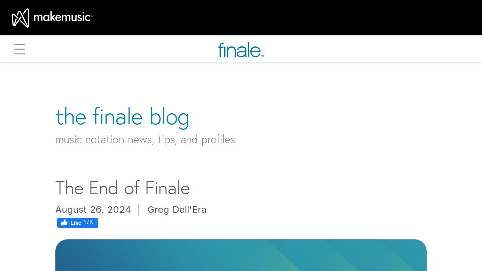 Screenshot of finalemusic.com: The End of Finale