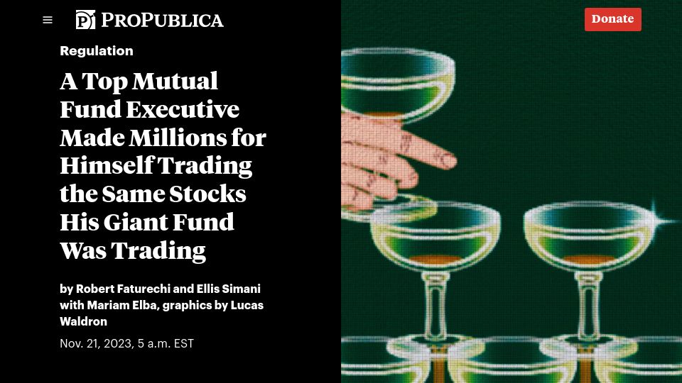 Screenshot of propublica.org: SF Mutual Fund Exec Front-Ran His Fund's Trades