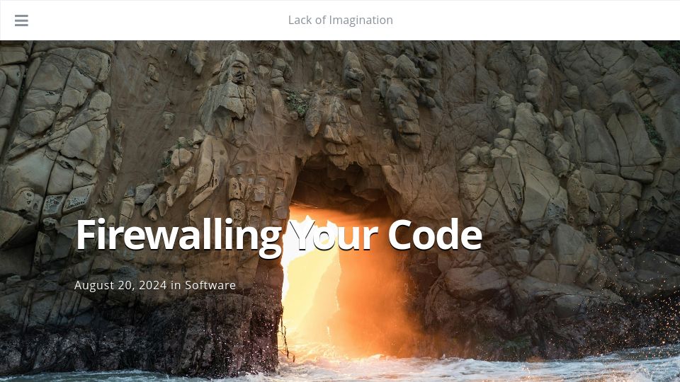 Screenshot of lackofimagination.org: Firewalling your code