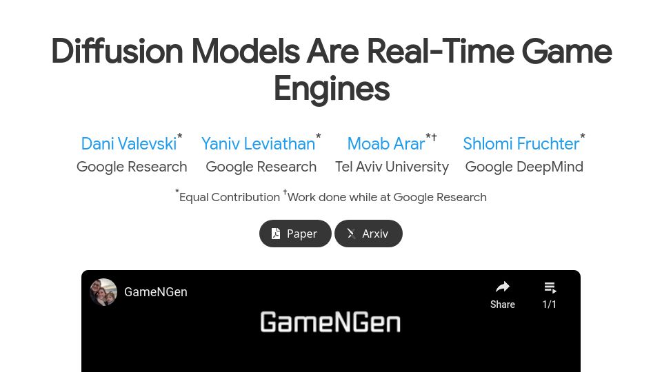 Screenshot of gamengen.github.io: Diffusion models are real-time game engines