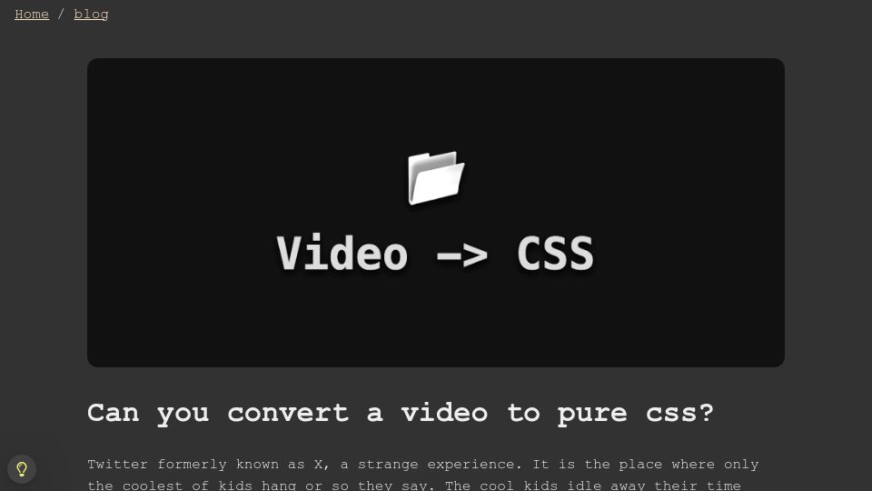 Screenshot of dgerrells.com: Can you convert a video to pure CSS?