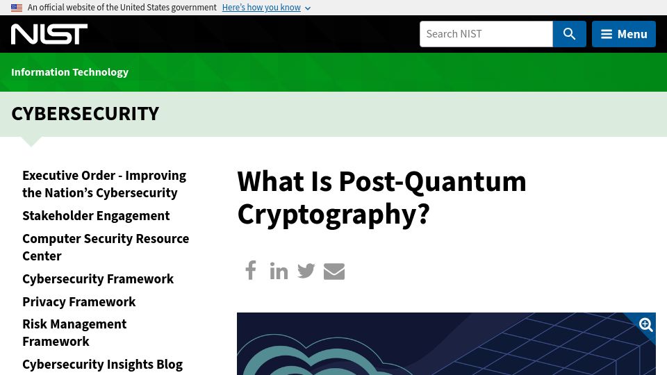 Screenshot of nist.gov: What Is Post-Quantum Cryptography? – NIST