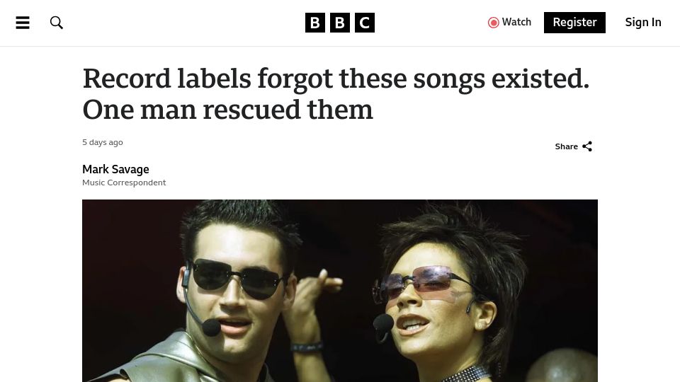 Screenshot of bbc.co.uk: Rescuing songs that record labels forgot existed