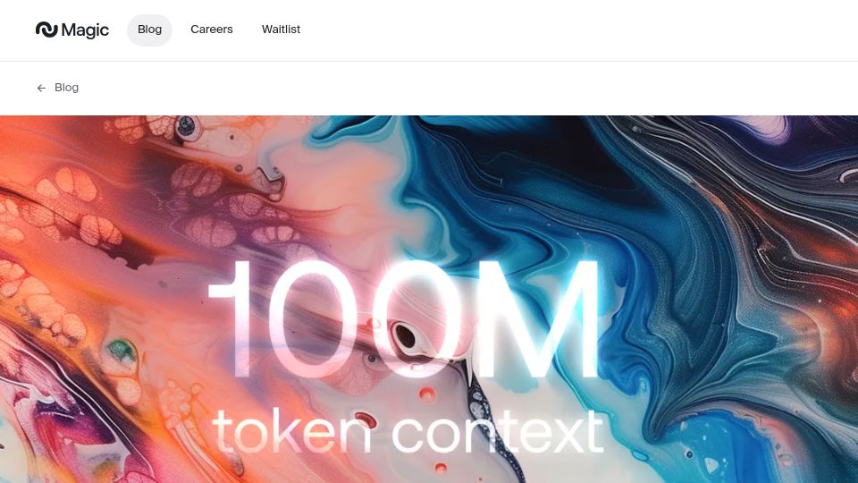 Screenshot of magic.dev: 100M Token Context Windows