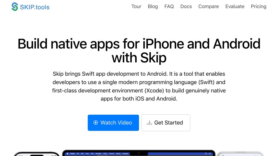 Screenshot of skip.tools: Show HN: Skip – Build native iOS and Android apps from a single Swift codebase