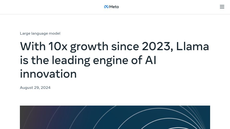 Screenshot of ai.meta.com: Update on Llama adoption