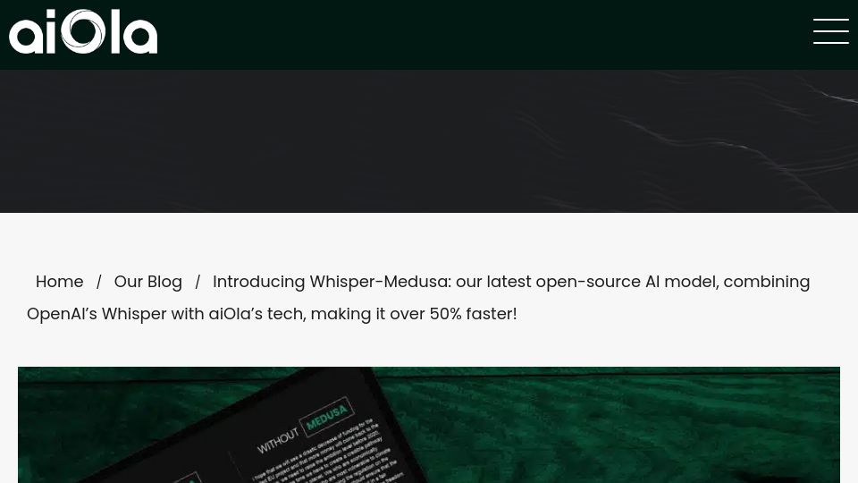 Screenshot of aiola.com: AiOla open-sources ultra-fast ‘multi-head’ speech recognition model