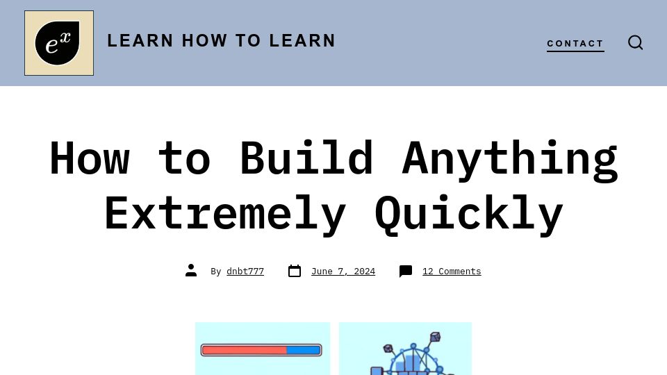 Screenshot of learnhowtolearn.org: How to build quickly