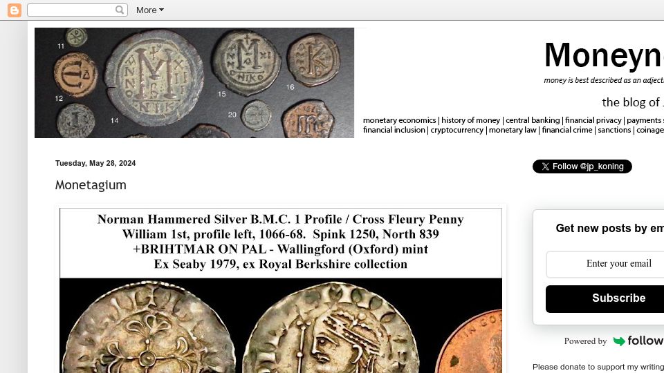 Screenshot of jpkoning.blogspot.com: Monetagium – monetary extortion in feudal Europe
