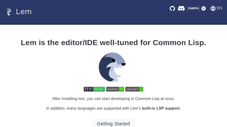 Screenshot of lem-project.github.io: Lem: Emacs-like editor written in Common Lisp