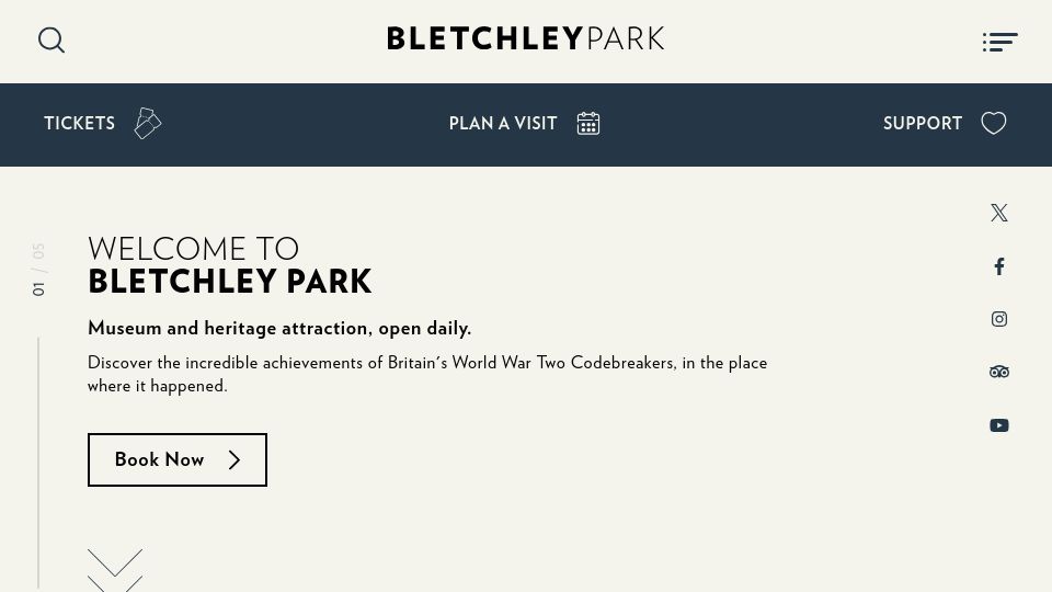 Screenshot of bletchleypark.org.uk: Visit Bletchley Park