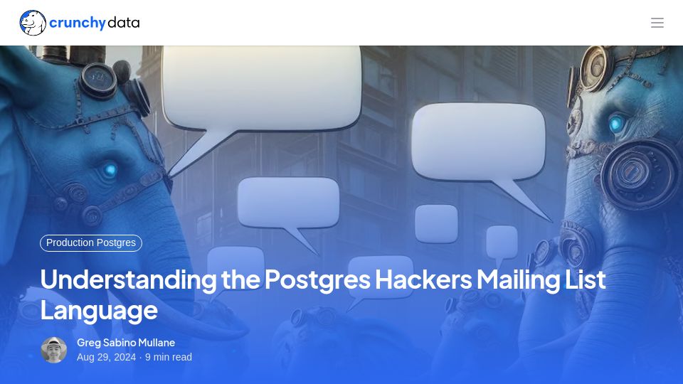 Screenshot of crunchydata.com: Understanding the Postgres Hackers Mailing List