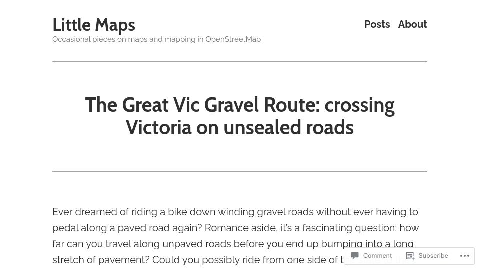 Screenshot of little-maps.com: The Great Vic Gravel Route: Crossing Victoria on Unsealed Roads (2022)