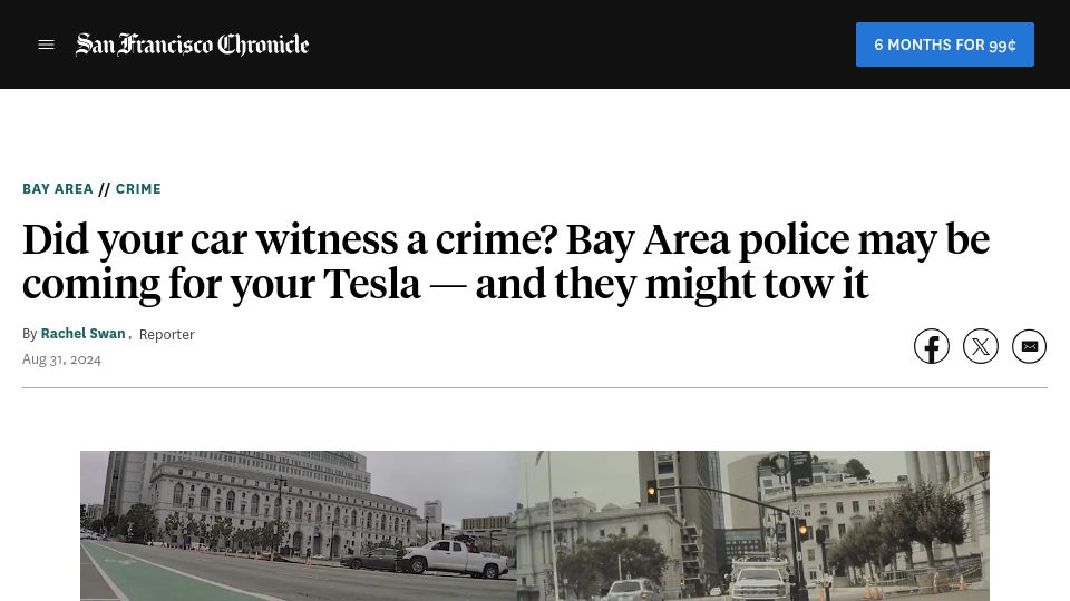 Screenshot of sfchronicle.com: Did your car witness a crime?