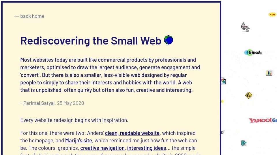 Screenshot of neustadt.fr: Rediscovering the Small Web (2020)