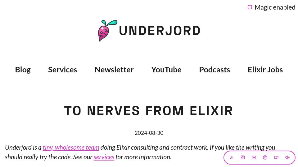 Screenshot of underjord.io: To Nerves from Elixir