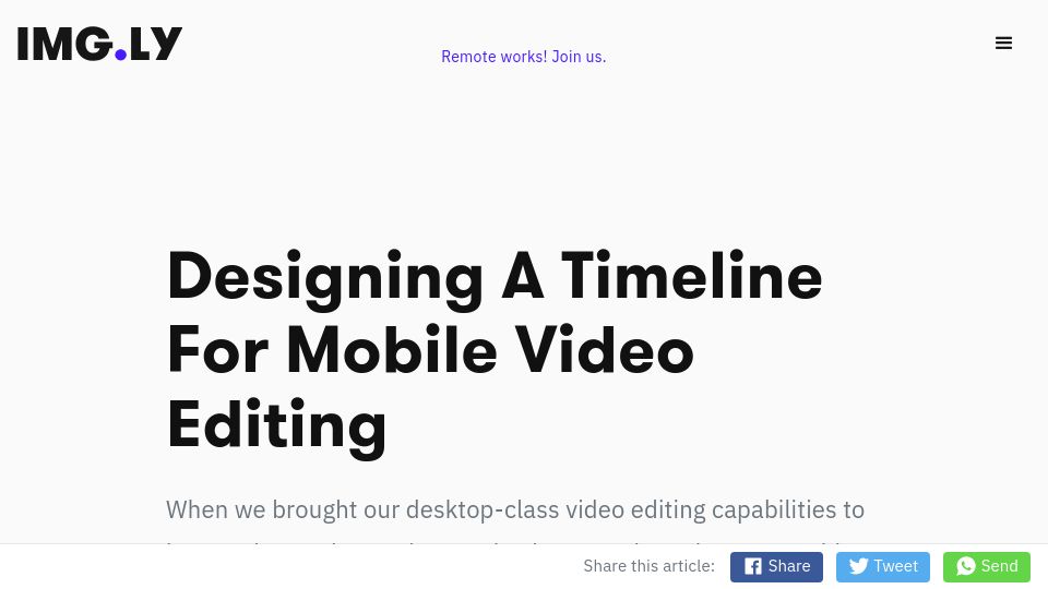 Screenshot of img.ly: Designing a Timeline for Mobile Video Editing