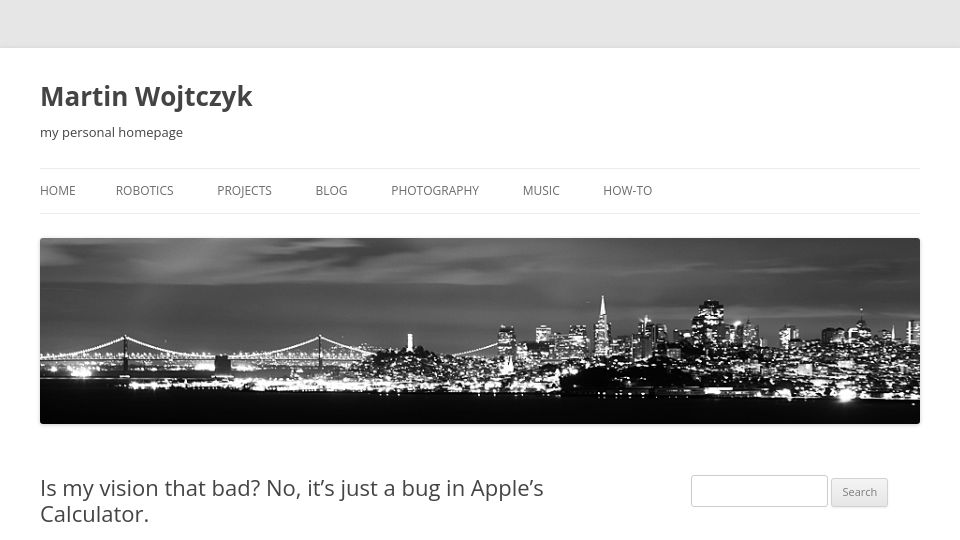Screenshot of martin.wojtczyk.de: Is my vision that bad? No, it's just a bug in Apple's Calculator